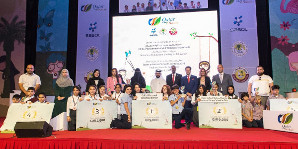 وزارة التعليم والتعليم العالي وساسول ومركز أصدقاء البيئة تكرم الفائزين بمسابقة Qatar e-Nature للمدارس 2018